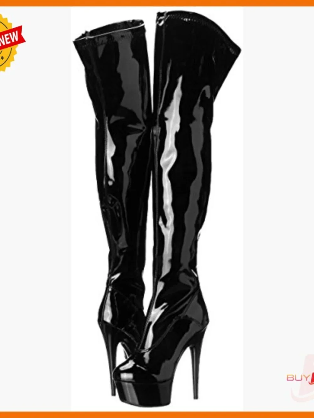 Leather Over-the-Knee Boots with 6-Inch Heel, Zip Closure